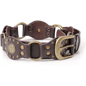 Women's Western Belt - Genuine Leather Adjustable Brown Cowgirl Belt Outfits with Chunky Buckle, Country Style for Jeans & Rodeo Outfits