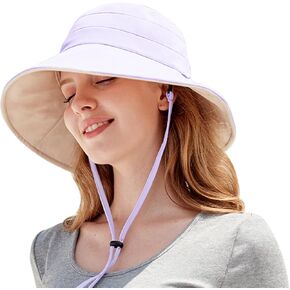 Peicees Wide Brim Sun Hats for Women Reversible Bucket Hat UV Sun Protection Hat UPF 50+ for Beach Travel Hiking Gardening