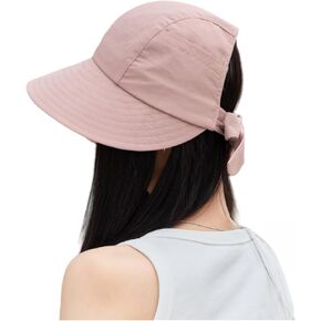 Womens Wide Brim Visor Sun Hats UPF50+ UV Protection Packable Summer Hat with Adjustable Bow