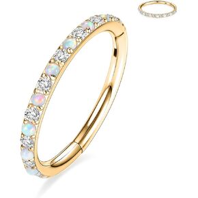 GAGABODY Conch Piercing Jewelry 16g 20g Septum Jewelry Septum Ring Daith Earrings 316L Stainless Steel Clicker Hoop Piercing Rings Lip Rings with CZ and Opal Helix Rook Lobe Piercing Jewelry