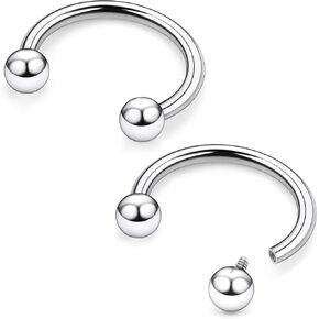 Ruifan 20G 18G 16G 14G 12G 8G 6G 4G 2G Horseshoe Nose Ring Titanium Septum Rings Piercing Jewelry Internally Threaded Gauges Cartilage Conch Helix Rook Lip Tragus Earring Hoop Eyebrow For Women Men