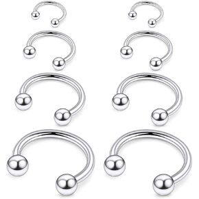 Ruifan 20G 18G 16G 14G 12G Horseshoe Nose Ring Titanium Septum Rings Piercing Jewelry Cartilage Conch Helix Rook Lip Tragus Earring Hoop Eyebrow Retainer For Women Men 8PCS