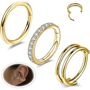 Small Cartilage Double-Hoop Conch Helix Piercing Jewelry Earrings 16G 18G 316L Surgical Steel Double Piercings Hoops Septum Rings For Women Nose Ring Rook Daith Tragus Earring