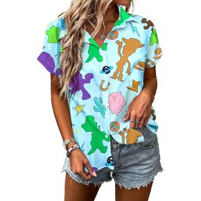 You've Got A Friend in Me Shirt Women Funny Letter Print Button Down Shirts Cute Vacation Short Sleeve Graphic Tees