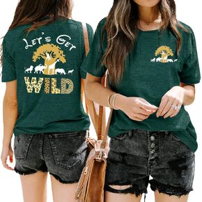 Lets Get Wild Shirts Women Animal Kingdom Shirt Family Safari Trip Tshirts Cute Zoo World Short Sleeve Tee