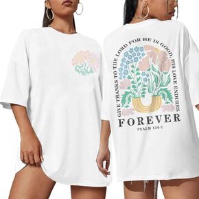 Christian Faith Tshirts for Women Jesus Religious Bible Verse Shirts Inspirational Floral Oversized Graphic Tees