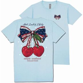 Simply Southern Sweet Land of Liberty - Cherries - Patriotic - Adult T-Shirt