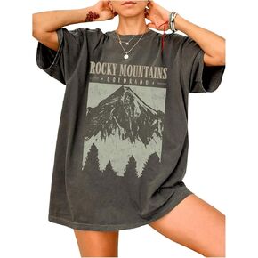 سولي هوكس المحملات الرسومية الضخمة للنساء إسقاط الكتف نصف غلاف فضفاضة قميص قميص غير رسمي in Kuwait