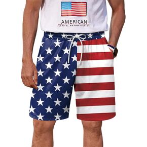 Arvilhill Men's Graphic July Fourth Shorts 1776 7 Inseam Short Pant Gym Patriotic We The People Spandex US Pocket Regular Fit Pattern Novelty Comfortable Designer Soft SweatShorts XXL