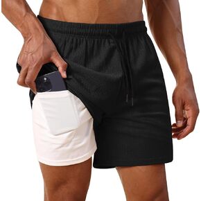 Men's Summer Board Shorts Adjustable Drawstring Quick-Drying Shorts with Liner Swim Trunks in Saudi Arabia