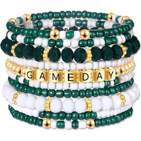 ZOLEAROPY Game Day Bracelets Stack Football Bracelets for Women Men Stackable Game day Bracelet Accessories Football Mom Outfit Jewelry Gifts