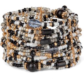 SPUNKYsoul Multi Layered Stretch Bracelet, Gold, Black and White