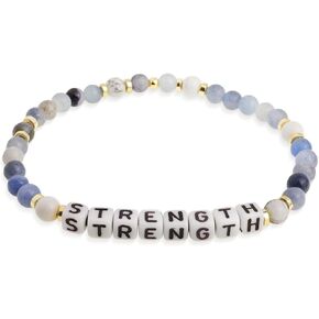 Beaded Stretch Bracelets for Women, Stackable Gold Aquamarine Stone Bead Ball Bracelet