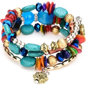 Bohemian Multilayer Irregular Agate Beads Charm Bracelets for Women Colorful Boho Vintage Jade Stone Man Bracelets Yoga Bangles Ethnic Jewelry
