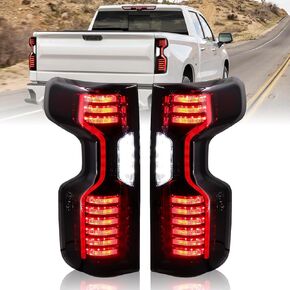 Tail Light Assemblies for 2019-2024 Chevy Silverado 1500, 2020-2024 Silverado 2500HD 3500HD, With Brake & Backup & Turn Signal & Running Light Smoke Lens -Pair