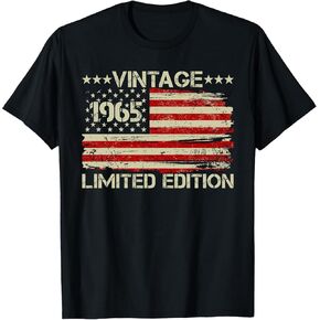 60th Birthday Gifts for Men Shirt Vintage 1965 Shirt for Men Women American Flag T-Shirt Funny Gift