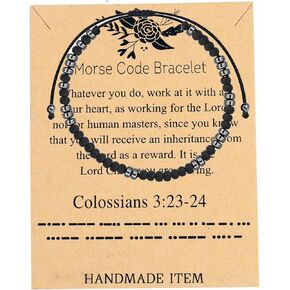 Feelmem Colossians 3: 23-24 Morse Code Bracelet Christian Gail
