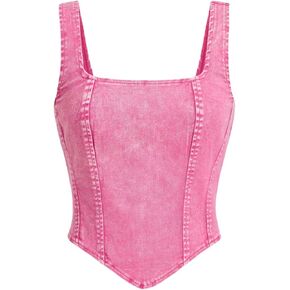 Wdirara Women's Women's Corset Tank Top Top Top Tops Legheles Leg Tops Sheiveless stup up back back