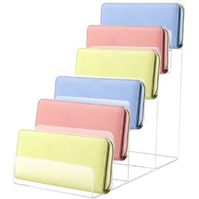 6-Tier Acrylic Wallet Display Stand,Clear Sunglass Organizer Plastic Risers for Display Purse Shelf Perfume Holder Jewelry Displays Rack ,Acrylic Tiered Displays Stand for Cosmetic Card Handbag