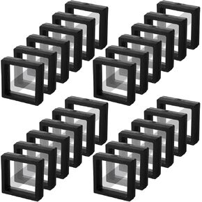 60 Pcs 3D Floating Display Case 2.8 x 2.8 x 0.8 Inch Coin Frame Display Holder Stands for Antique Challenge Coins, Jewelry, Shells, Gems, Minerals, Rocks, Specimen, Pins(Black)