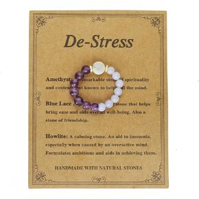 Healing Crystal Ring Spiritual Stretch Crystal Rings for Women Men Natural Stone Anxiety Rings Empath Protection Ring Natural Gemstones Rings Jewelry Gifts