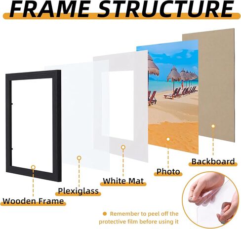 7 Pack Picture Frames Collage Wall Decor, Gallery Wall Frame Set for Wall Mounting or Tabletop Display, Multi Sizes Including 16x20-1, 11x14-2, 8x10-2，5x7-2 Family Photo Frames,Made of Solid Wood，Black in Saudi Arabia