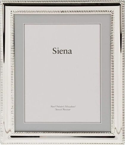 Siena Double Border Bead Silver Picture Frame, Tarnish Resistant Finish, Perfect Photo Frame for any End Table, Credenza, Shelf, or Nightstand, Silver 8x10 in Saudi Arabia