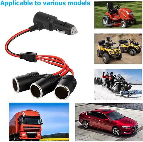 Mandark Car Cigarette Lighter Splitter, 1 to 2 Vehicle Cigarette Lighter Splitter Adapter Power Charger Port, 12V/24V Female Socket Plug Extension Cable, Universal for Most Cars in Saudi Arabia