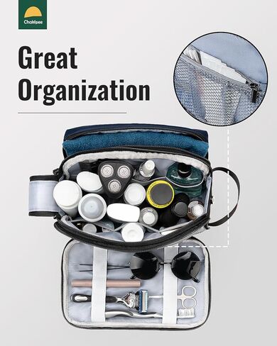 Toiletry Bag for Men, Travel Toiletries Organizer Dopp Kit Waterproof Shaving Bag for Toiletry Accessories, Lightweight Cosmetic Bags with Zippers, Bathroom Essentials (Black) in Kuwait