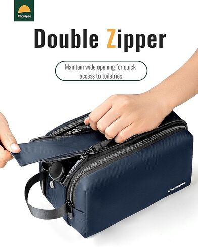 Toiletry Bag for Men, Travel Toiletries Organizer Dopp Kit Waterproof Shaving Bag for Toiletry Accessories, Lightweight Cosmetic Bags with Zippers, Bathroom Essentials (Black) in Kuwait