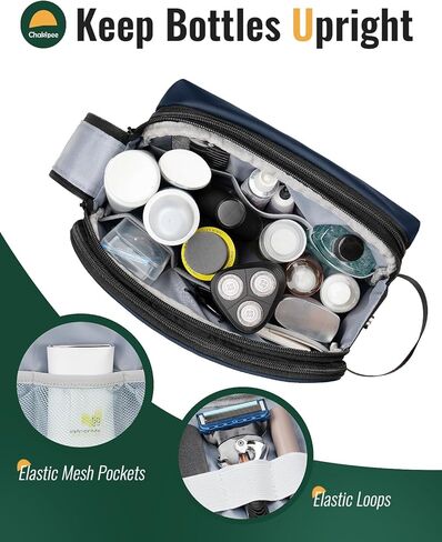 Toiletry Bag for Men, Travel Toiletries Organizer Dopp Kit Waterproof Shaving Bag for Toiletry Accessories, Lightweight Cosmetic Bags with Zippers, Bathroom Essentials (Black) in Kuwait