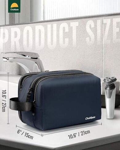 Toiletry Bag for Men, Travel Toiletries Organizer Dopp Kit Waterproof Shaving Bag for Toiletry Accessories, Lightweight Cosmetic Bags with Zippers, Bathroom Essentials (Black) in Kuwait