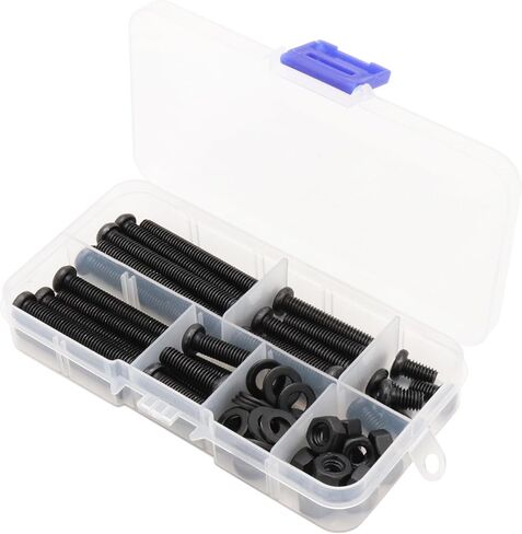 LBY 1200pcs M2 Machine Screws(Truss Head), Phillips Pan Head Bolts Nuts Flat Washers, Carbon Steel, Blackening in Saudi Arabia