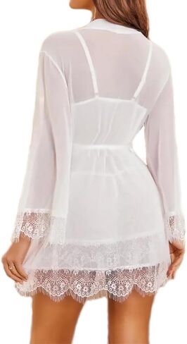 نساء مثيرة الملابس الداخلية مجموعة 3 قطعة Babydoll & Lace Chemise Sleepwear Robe Strap مع Teddy Nightwear Bodysuit in Kuwait