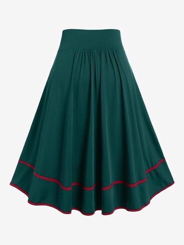 Rosegal Women's Plus Size Gothic Mini Skirt Tarning Bucked Midi High Weist Skirt A-Line Skirt in Kuwait