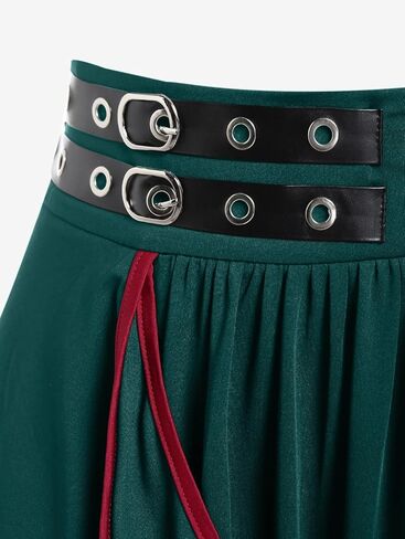 Rosegal Women's Plus Size Gothic Mini Skirt Tarning Bucked Midi High Weist Skirt A-Line Skirt in Kuwait