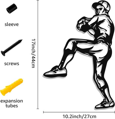 Paquesta Metal Baseball Wall Decor for Boys Room Sports Wall Art Baseball Sign Accessories for Boys Bedroom Gift for Boy (Baseball Wall Decor B) in Kuwait