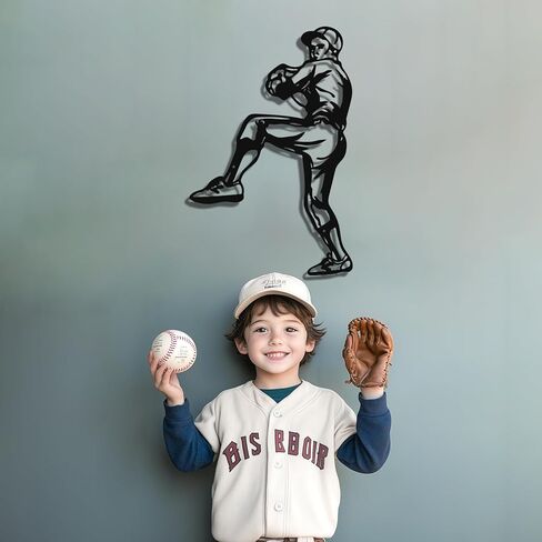 Paquesta Metal Baseball Wall Decor for Boys Room Sports Wall Art Baseball Sign Accessories for Boys Bedroom Gift for Boy (Baseball Wall Decor B) in Kuwait