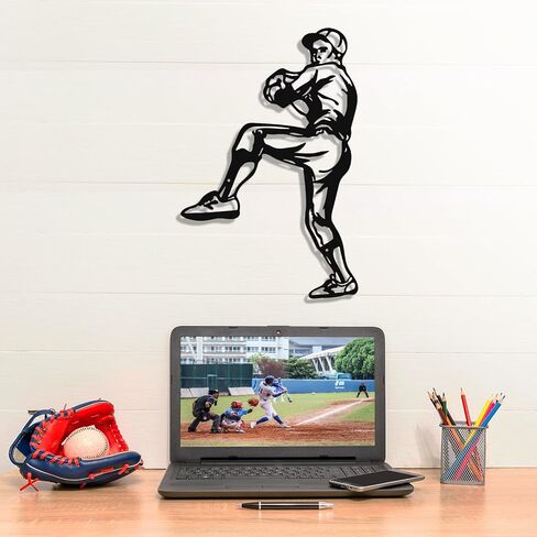 Paquesta Metal Baseball Wall Decor for Boys Room Sports Wall Art Baseball Sign Accessories for Boys Bedroom Gift for Boy (Baseball Wall Decor B) in Kuwait