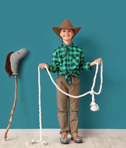 Jastore Kids Boys Girls Wide Brim Western Cowboy Cowgirl Hat with Wind Lanyard Vintage Jazz Felt Fedora Hat in Kuwait