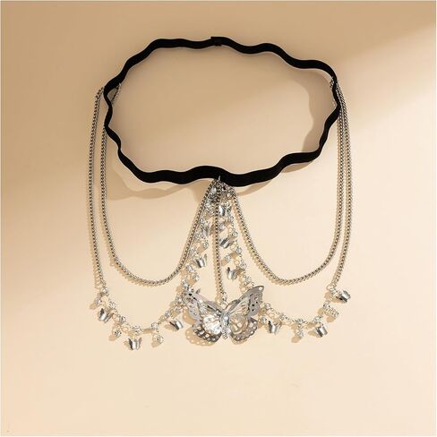 Rhinestone Butterfly Pendant Leg Chain Jewelry,Summer Beach Mulit-layer Thigh Chain Rave Thigh Body Jewelry Sexy Bikini Crystal Thigh Body Chain for Women in Saudi Arabia