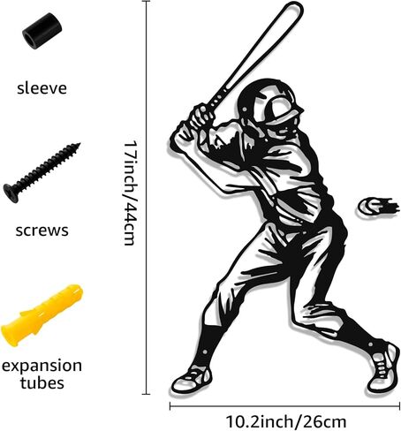 Paquesta Metal Baseball Wall Decor for Boys Room Sports Wall Art Baseball Sign Accessories for Boys Bedroom Gift for Boy (Baseball Wall Decor B) in Kuwait