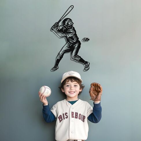 Paquesta Metal Baseball Wall Decor for Boys Room Sports Wall Art Baseball Sign Accessories for Boys Bedroom Gift for Boy (Baseball Wall Decor B) in Kuwait