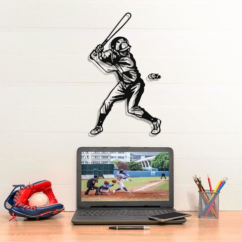 Paquesta Metal Baseball Wall Decor for Boys Room Sports Wall Art Baseball Sign Accessories for Boys Bedroom Gift for Boy (Baseball Wall Decor B) in Kuwait