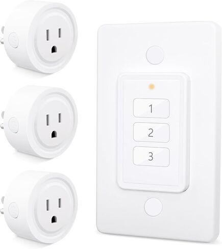 LoraTap Mini Wireless Remote Control Outlet Plug Adapter (2 Pack) with Remote, 2 Channel Wall Switch, 656ft Control Range for Indoor Lamps and Home Appliances, No Hub Required, 10A/1100W, White in Saudi Arabia