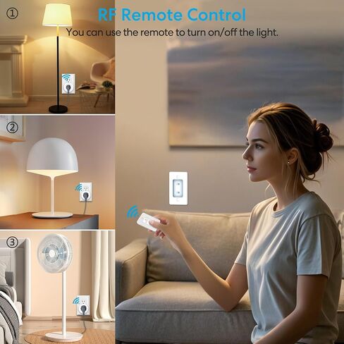 LoraTap Mini Wireless Remote Control Outlet Plug Adapter (2 Pack) with Remote, 2 Channel Wall Switch, 656ft Control Range for Indoor Lamps and Home Appliances, No Hub Required, 10A/1100W, White in Saudi Arabia