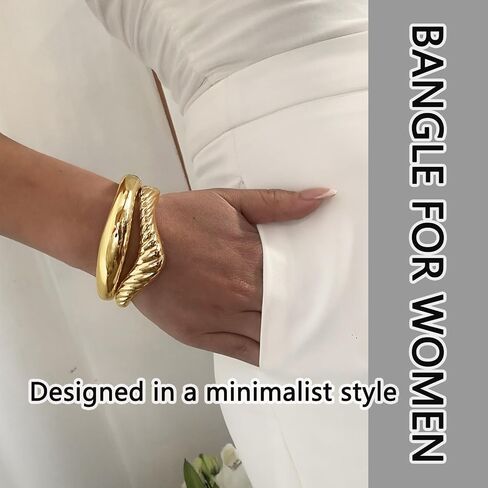 Chunky Gold Bangles Bracelets for Women Gold Cuff Bracelet Set Waterproof Non Tarnish Stack Bracelet for Women Gifts in Kuwait
