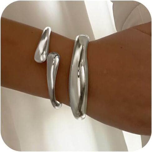 Chunky Gold Bangles Bracelets for Women Gold Cuff Bracelet Set Waterproof Non Tarnish Stack Bracelet for Women Gifts in Kuwait