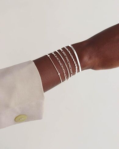 Gold Bracelets Set for Women, 14K Real Gold Plated/Silver Dainty Link Chain Bracelets Ring Hand Chain Charm Stackable Cuban Link Paperclip Bracelet Non Tarnish Jewelry Accessories Gifts in Saudi Arabia
