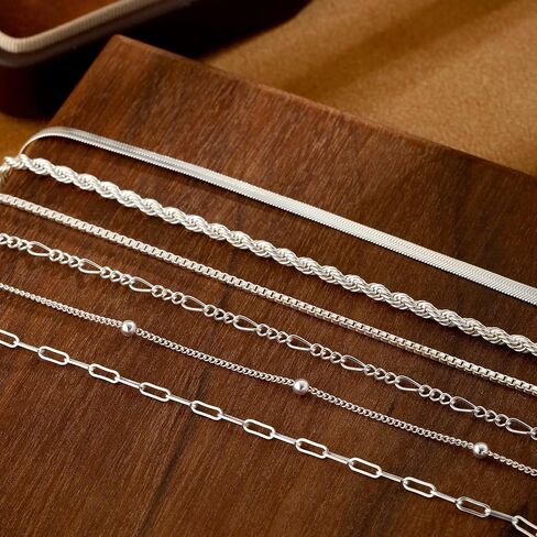Gold Bracelets Set for Women, 14K Real Gold Plated/Silver Dainty Link Chain Bracelets Ring Hand Chain Charm Stackable Cuban Link Paperclip Bracelet Non Tarnish Jewelry Accessories Gifts in Saudi Arabia